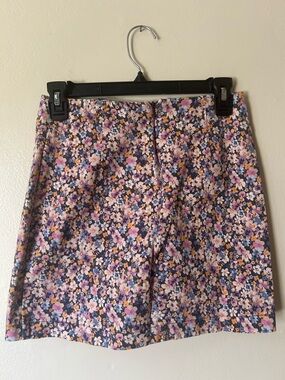 Garden Girl 6 MiniSkirt Lavender Floral Print Boho Fairy Chic Girly Whimsical